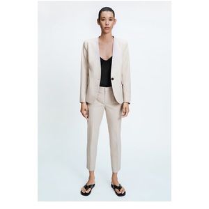 Zara Beige HEATHERED CIGARETTE PANTS 27 (US 4)